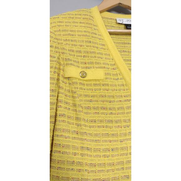 St John Collection Multicolor Yellow Button Front Cardigan Sweater Size 12 - Picture 3 of 16